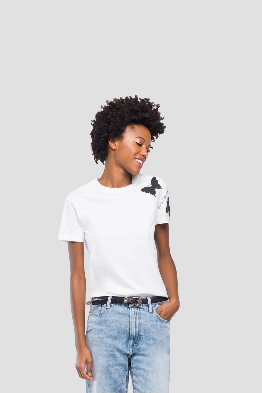 CAMISETA MARIPOSAS REPLAY MIKONOS MODA